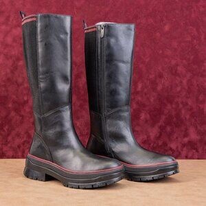 Timberland Women Malynn Waterproof Black Leather Elastic Fashion Knee Boots Sz 8